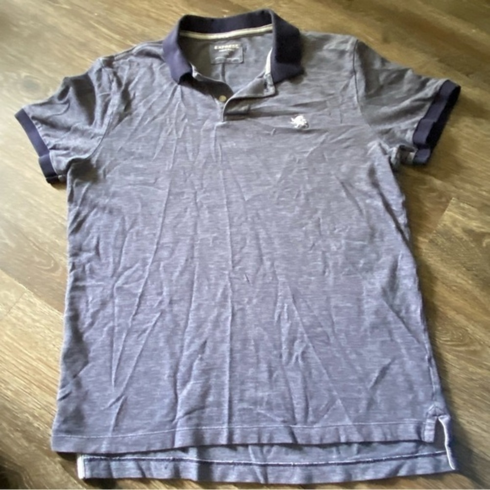 Express Polo‎ Shirt Mens Large Blue Pull Over Short Sleeve